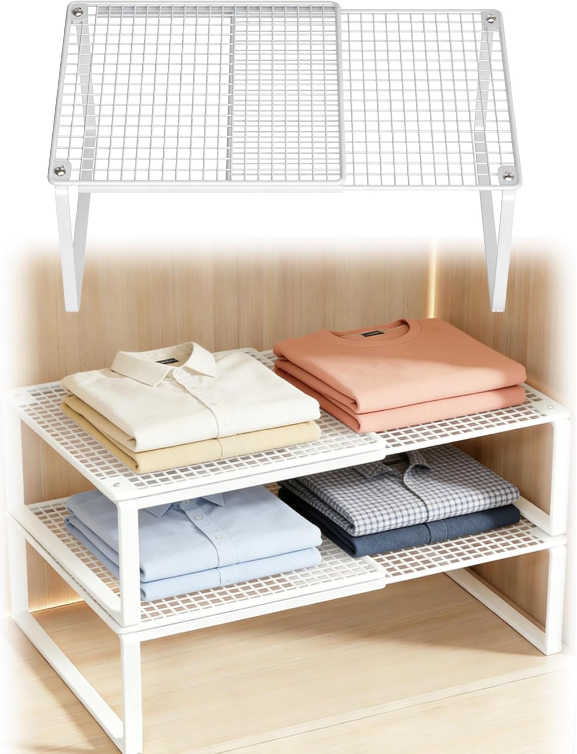 Amazon.com - 2 Pack Expandable Stackable Storage Rack for Closet Metal ...