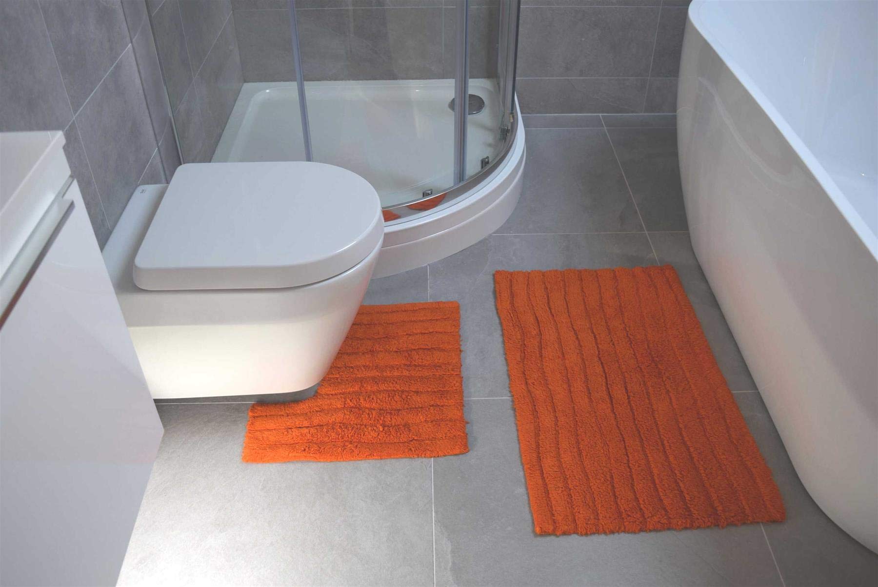 Emma Barclay Tumble Twist Pure Cotton 2pc Bath set in Green - Mat 50x80cm / Pedestal 50x40cm