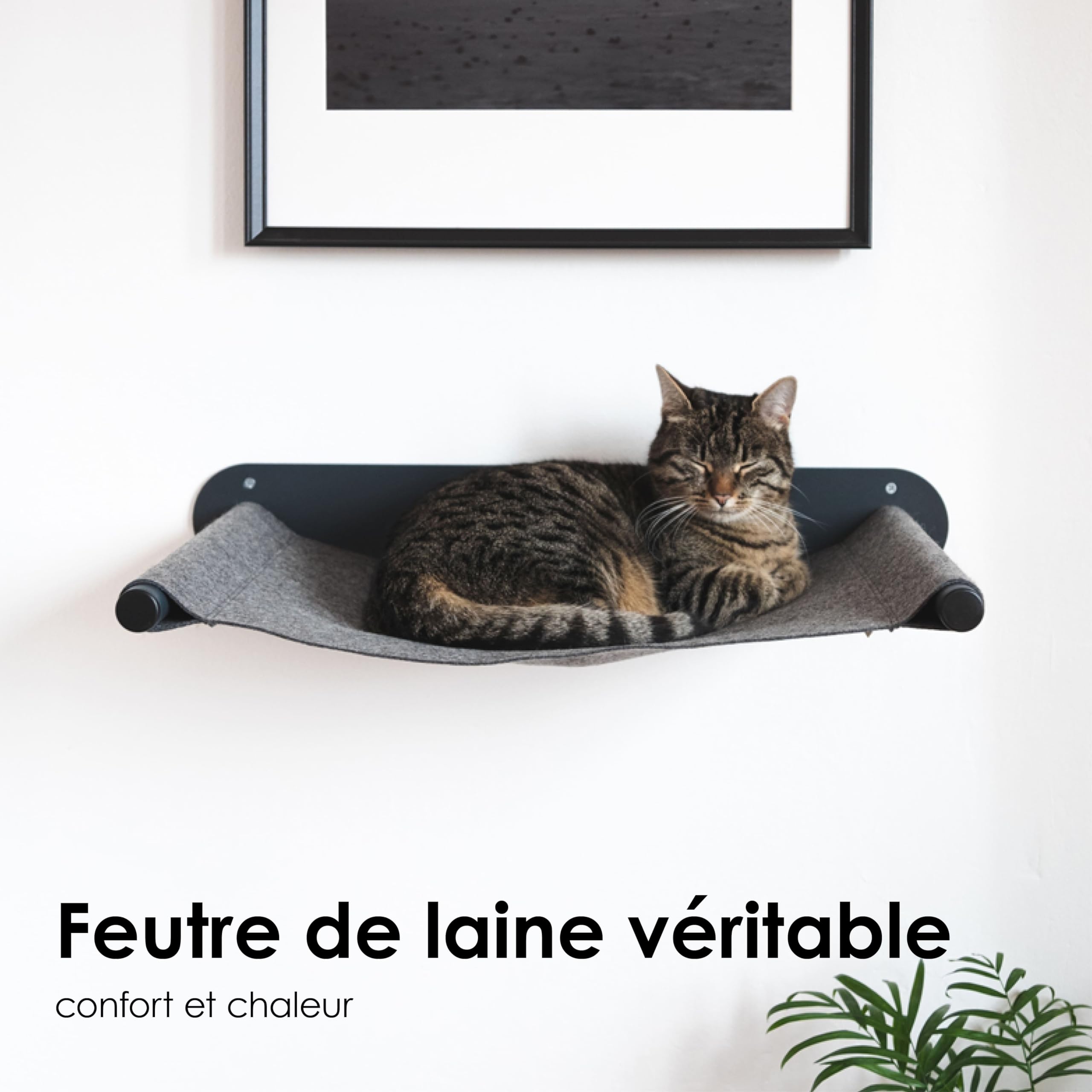 LucyBalu® Swing Hamac Mural pour Chat en Feutre Naturel I Blanc