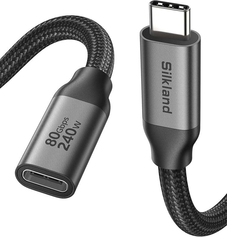 80Gbps USB4 USB C Extension Cable 240W for Thunderbolt 5/4, 3.3FT | Male to Female Extender Cord, 8K@60Hz, 4K@540Hz, USB-C Hub, Dock, Monitor, iPhone 17/16, iPad, MacBook, External SSD, 3.3FT
