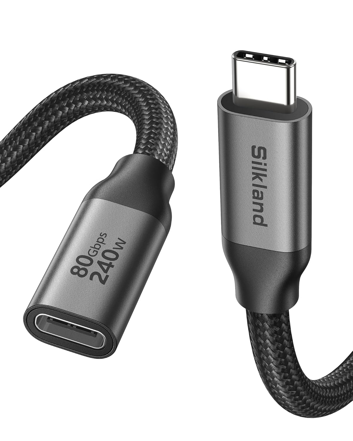 Silkland 80Gbps USB 4 Extension Cable for Thunderbolt 5/4, [240W Charging, 8K 60Hz] USB C Extender 6.6ft, 4K@540Hz Type C Male to Female Adapter Compatible for USBC Hub, iPhone 17/16, MacBook, iPad