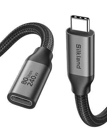 Silkland 80Gbps USB 4 Extension Cable for Thunderbolt 5/4, [240W Charging, 8K 60Hz] USB C Extender 3.3ft, 4K@540Hz Type C Male to Female Adapter Compatible for USBC Hub, iPhone 17/16, MacBook, iPad