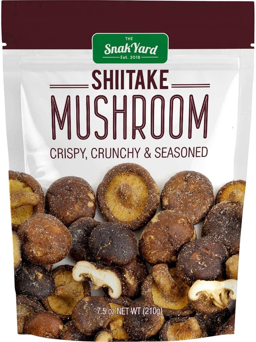 The Snak Yard Shiitake Mushroom 7.5 Oz Crispy Crunchy & Seasoned (Two Pack)