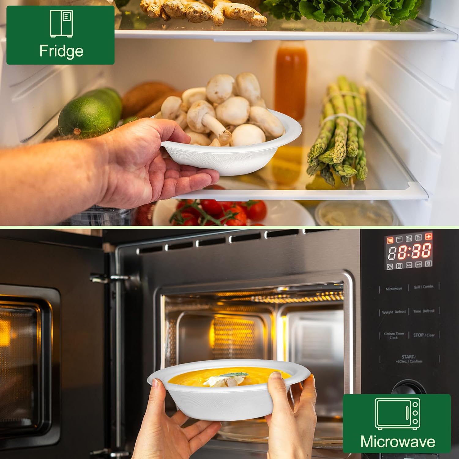 Paper Bowls 12oz, Disposable Bowls Heavy Duty, 1000-Pack 100% Compostable Disposable Soup Bowl, Biodegradable Bagasse Paper Bowls Bulk-White