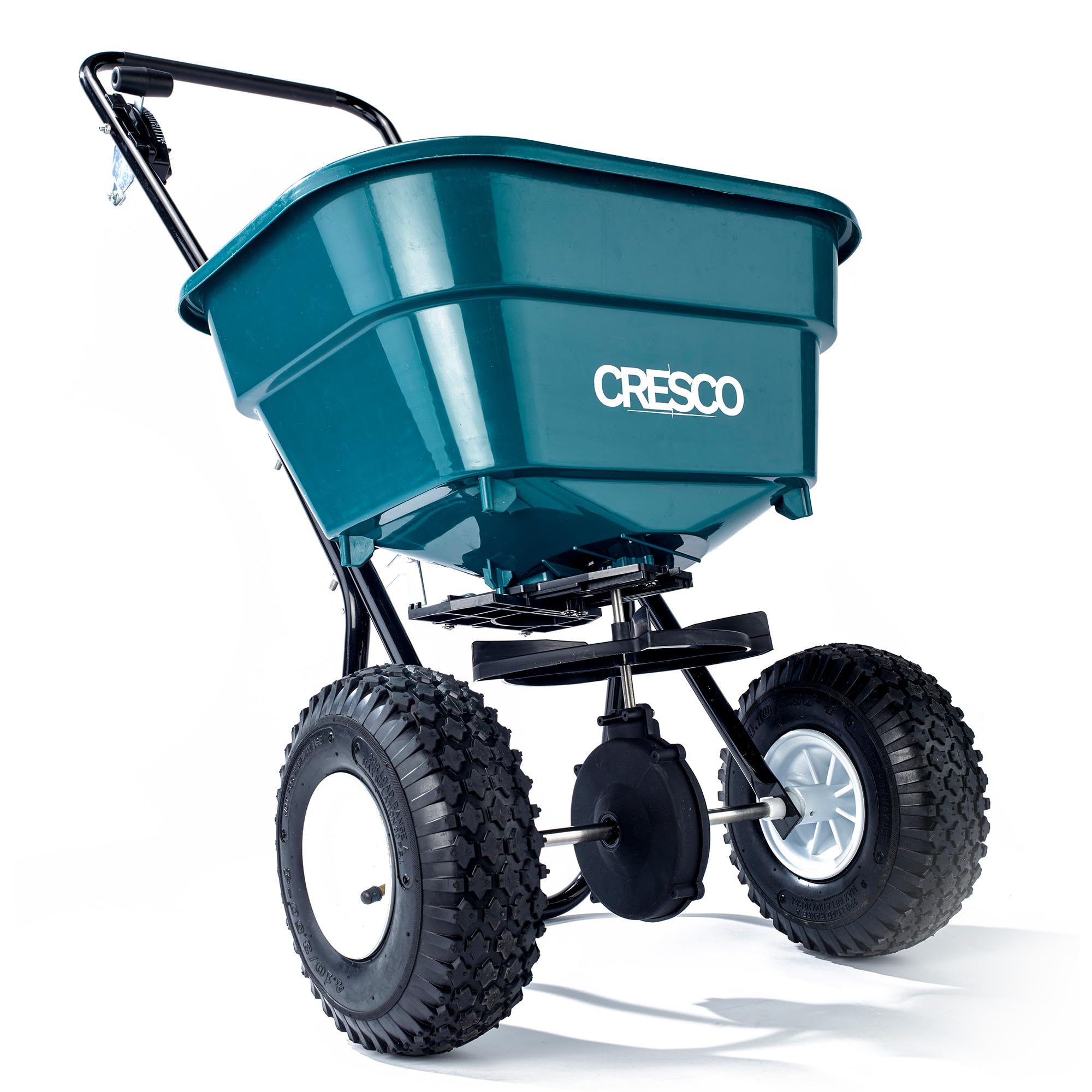 CRESCO 20 Dünger, Salz- und Samenstreuer – CR20SW Rollen-Grüner Roller | Easy Push Streuer | für Rasen- und Gartenpflege | Einstellbare Streumuster-Kontrolle | Kompletter schwerer bis leichter