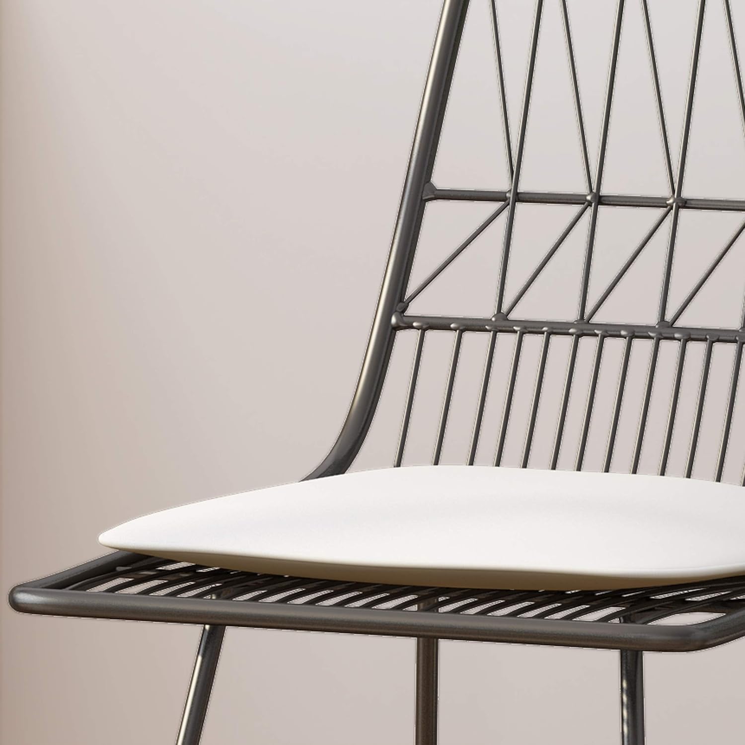 GDFStudio Christopher Knight Home Lilith Counter Stools, 26" Seats, Modern, Geometric, Gray Iron Frames with Ivory Cushion (Set of 2)