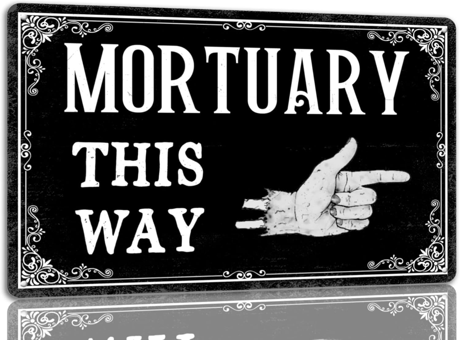 Yunking Style-1104 Mortuary This Way Tin Sign Halloween Metal Sign Vintage Spooky Decor Halloween Witch Decor Signs Gothic Halloween Decorations For Cafe Bar Kitchen 8X12 Inch