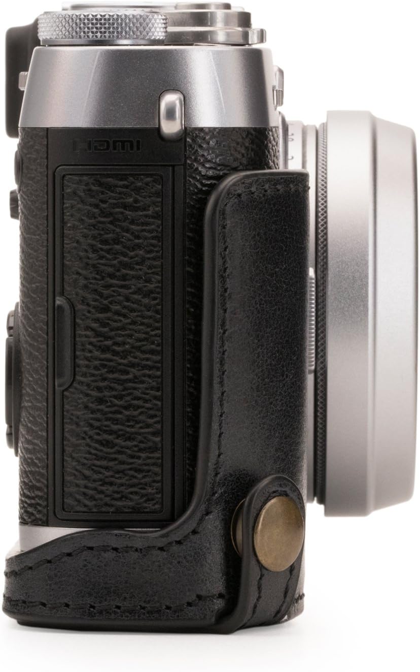 Megagear Fujifilm X100F Ever Ready Genuine Leather Camera Half Case And Strap, With Battery Access - Black - MG1281