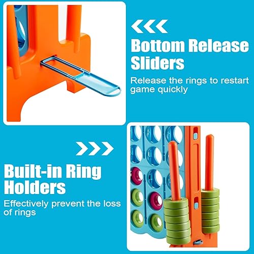 Miniatura 4 de Costzon Juegos gigantes gigantes de 4 en una fila, Jumbo de 4 en fila para niños y adultos, juego de plástico de conexión familiar para fiestas en