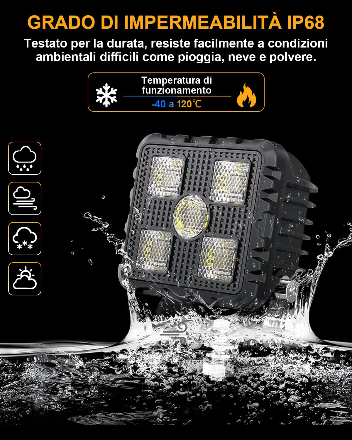 antom 2 Pezzi Fari LED 28000 Lumen Fari Aggiuntivi 12V 24V IP68 Con Chip LED Di Alta Qualità Per SUV, UTV, Escavatori, Trattori, ATV Fuoristrada.