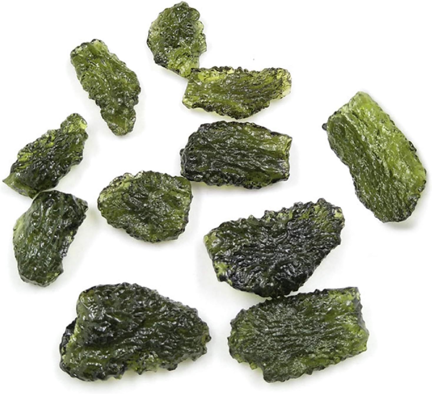 3 Pcs Green Moldavite Czech Meteorite Artificial Irregular Stone Pendant Rough Crystal Energy Stone for DIY Jewelry Making 3g