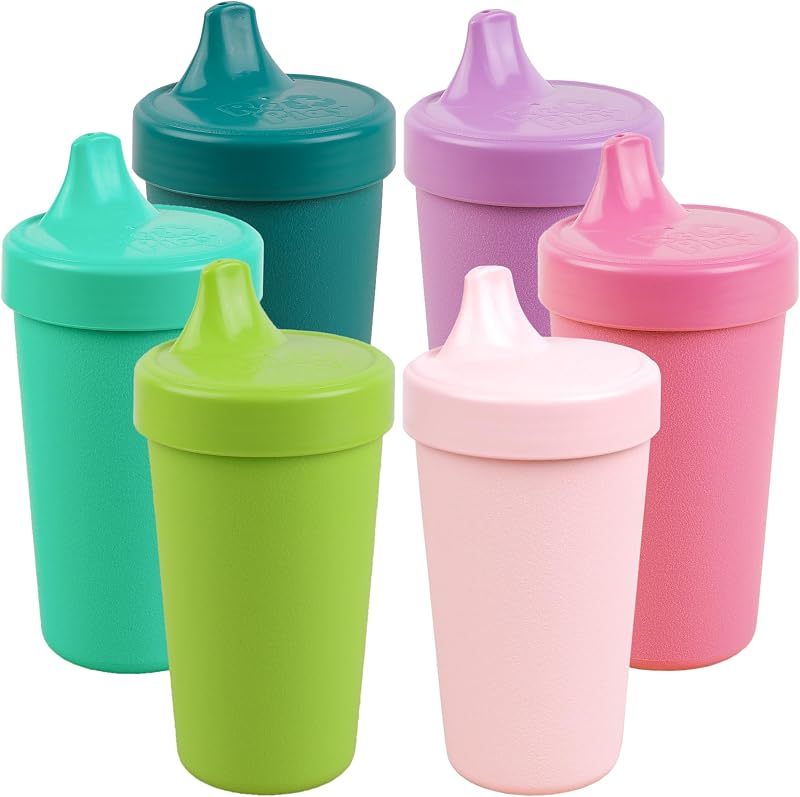 Re-Play Spill-Proof Sippy Cups for Toddlers - Kids Reusable 10 Oz Set of 6, Dishwasher & Microwave Safe, Made in USA, Fairytale