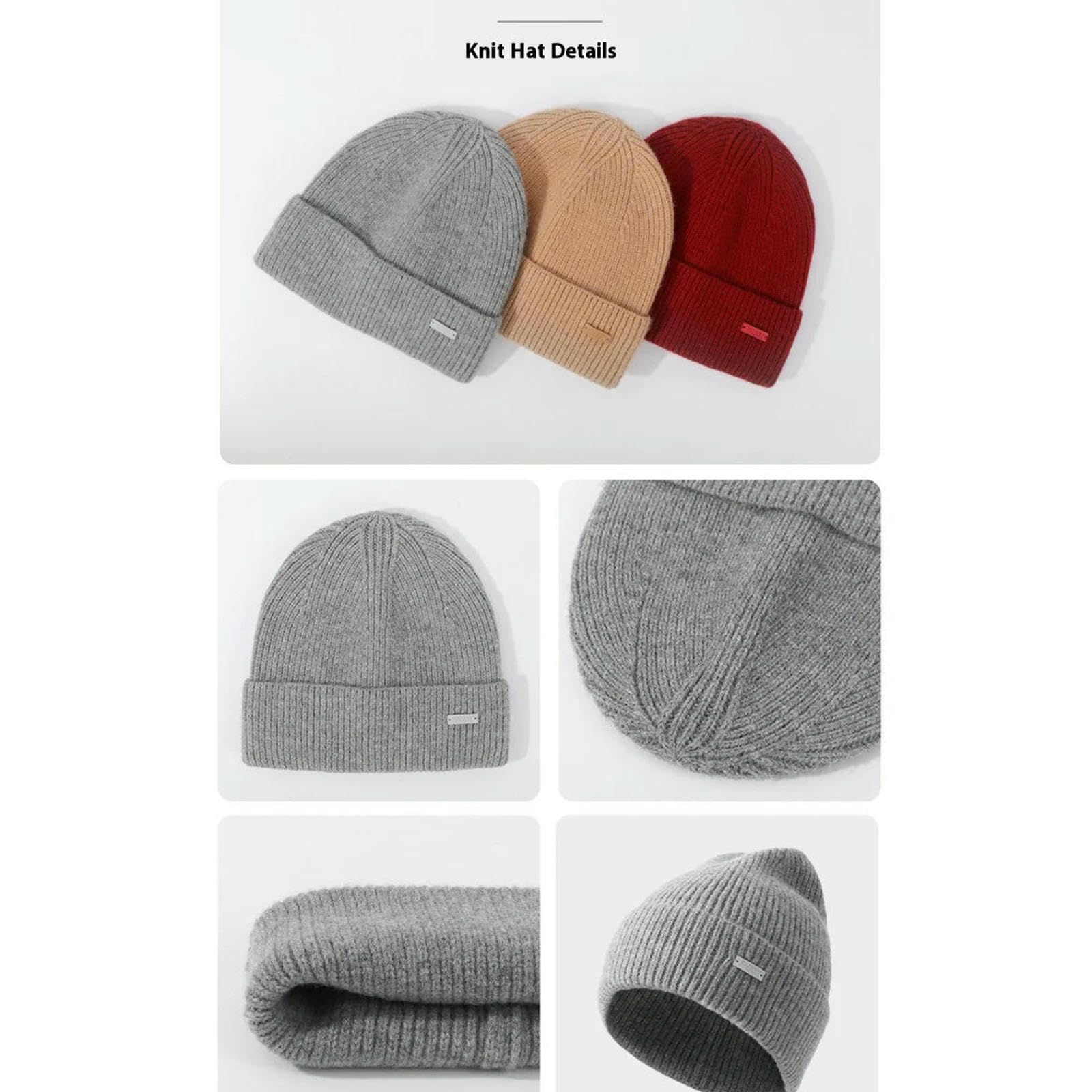 Mütze,Schal & Handschuh-Sets 3-teiliges Set Für Damen, Winter-strickmütze, Schal, Handschuhe, Kombination, Bequemes, Weiches, Lässiges, Warmes Mützen-Set, Winddichtes Outdoor-REIT-Set-grau