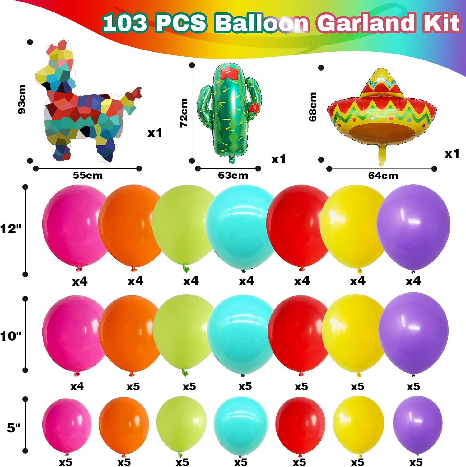 Mexican Fiesta Party Decorations Fiesta Balloon Arch Colorful Mexican Themed Balloons Garland Kit with Cactus Llama Foil Balloons Loteria Cinco De Mayo Party Decor Taco Bar Mexican Birthday Supplies image 3