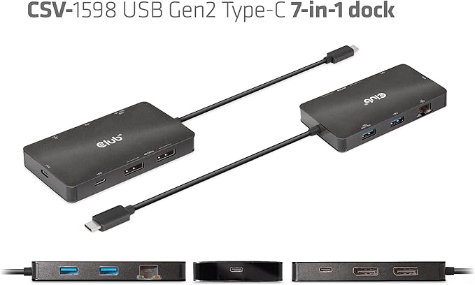 Club3D Hub USB Tipo C a Doble Displayport 7 en 1 4K60Hz miniatura 9