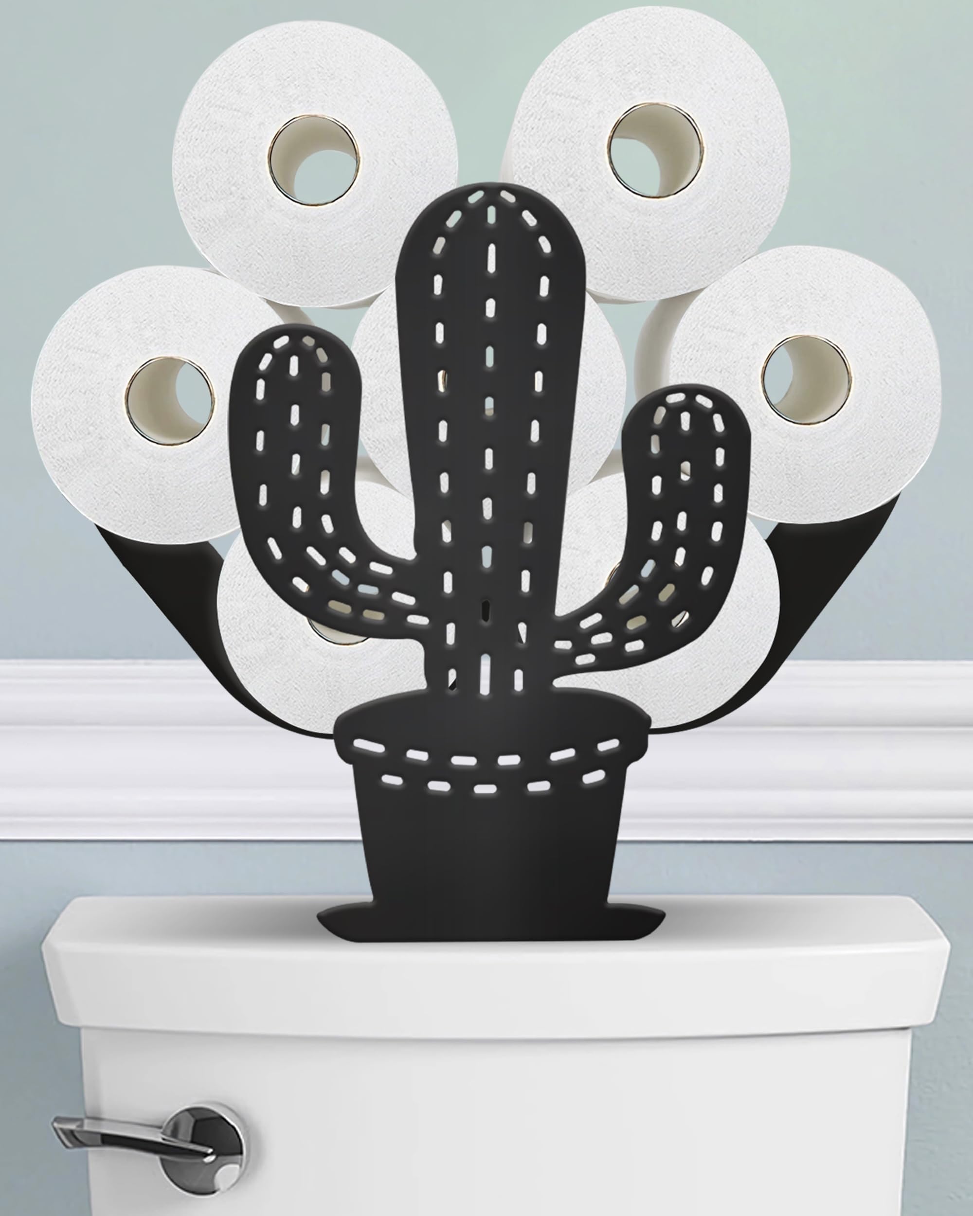Wigag Cactus Toilet Paper Holder Stand for 8 Extra Rolls, Funny Decorative Free Standing Storage, Farmhouse Bathroom Organizer on The Tank โ image 1