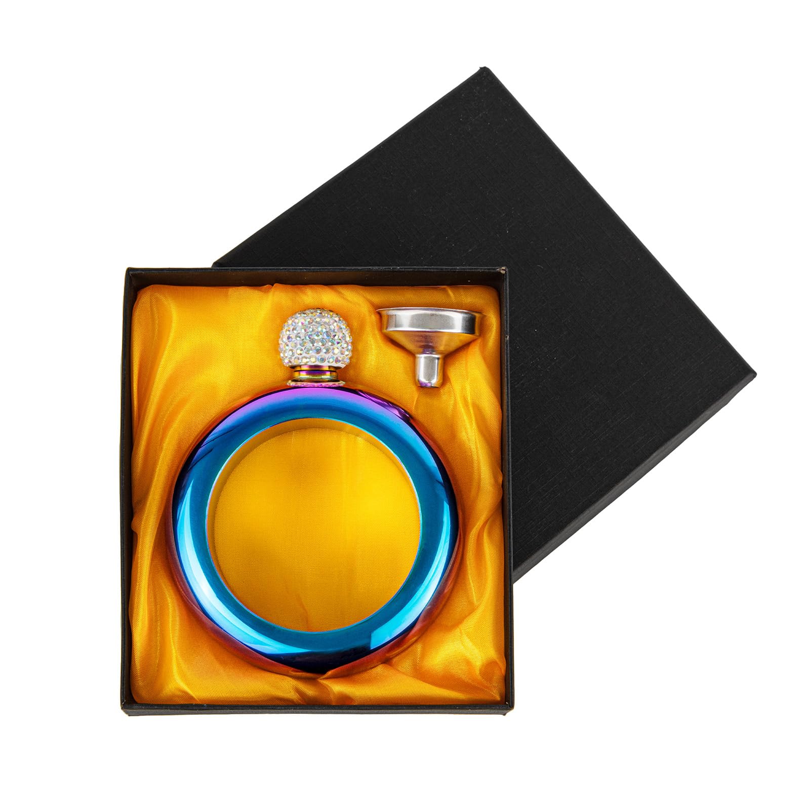 TOPTIE Fiaschetta da Polso da 3,5 Once, Bracciale Fiaschetta donna in Acciaio Inossidabile con Coperchio in Cristallo con Imbuto per Regalo