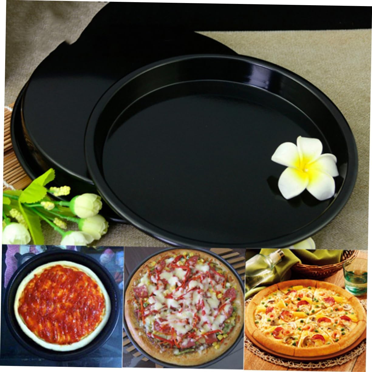 Cake Basket Pizza Tray Set Carbon Steel for Air Fryer Xmas