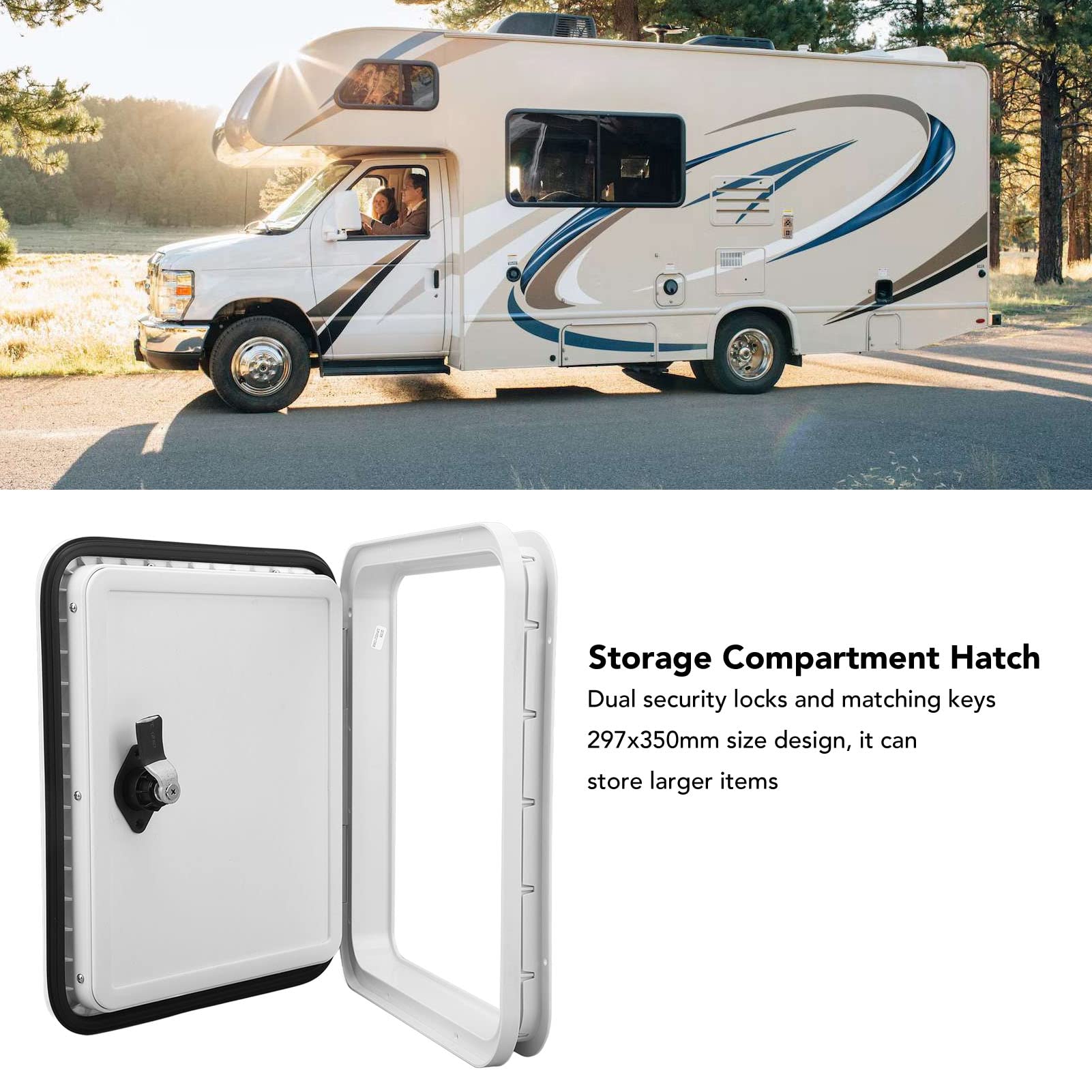Portello Di Accesso Rettangolare Per Barca Fabater – 24x14 Pollici (60x35,6 Cm), In ABS Con Superficie Antiscivolo E Apertura A 180°, Per Yacht E Camper