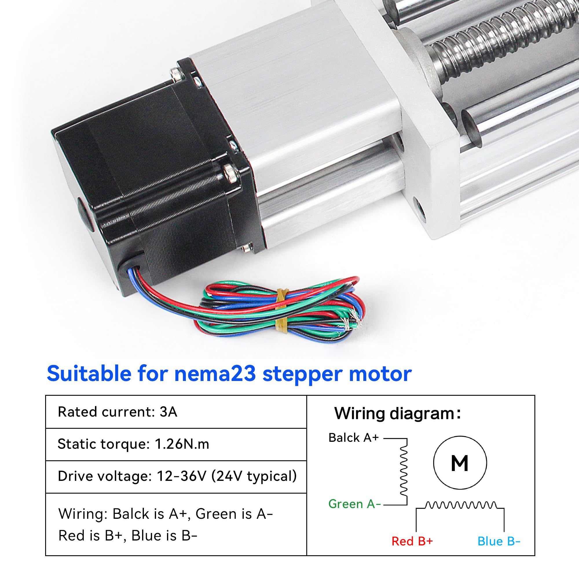 RATTMMOTOR CNC Linearführung,Linearantrieb Effektive Länge 300mm, Lineartisch-Actuator Kugelumlaufspindel SFU1605 mit Nema23 Schrittmotor Für X Y Z Achse Linearschienenführung