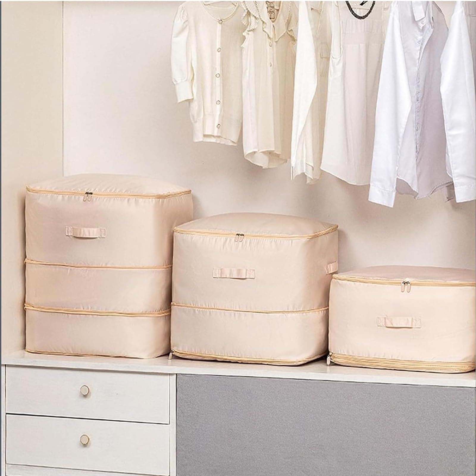 2024 Ultra Salvaspazio Compressione Durevole Coperta Abbigliamento & Biancheria Da Letto Borse Per Trasloco Invincibile Grigio Set Ideale per Casa e Viaggi