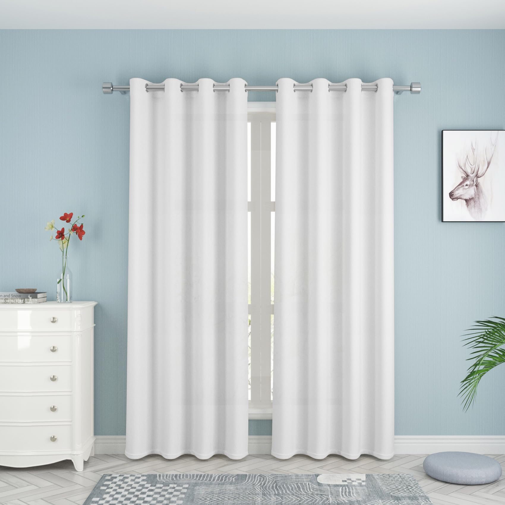 Rideaux blancs semi-transparents 203 cm pour fenêtre de cuisine et de cave