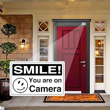 12 Pcs Smile Your on Camera Signs Stickers, Self-Adhesive Camera Sign