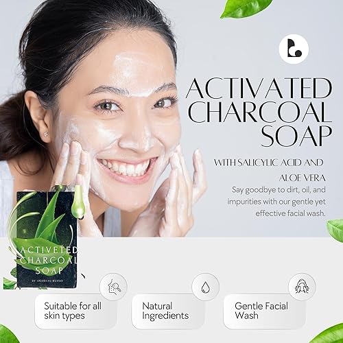 Miniatura 6 de Areton Barra de jabón de carbón activado, aclaramiento de la piel, limpieza de la piel, suavizante, calmante, limpieza profunda de poros,