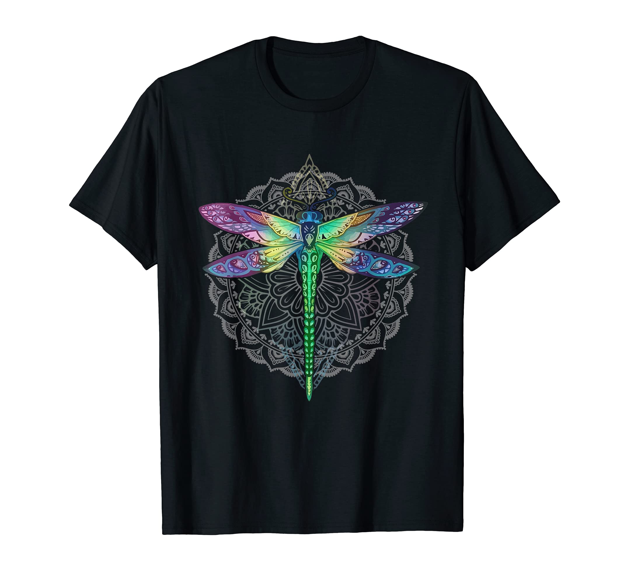 Funny Lotus Flower Gift Colorful Mandala Dragonfly T-Shirt Small