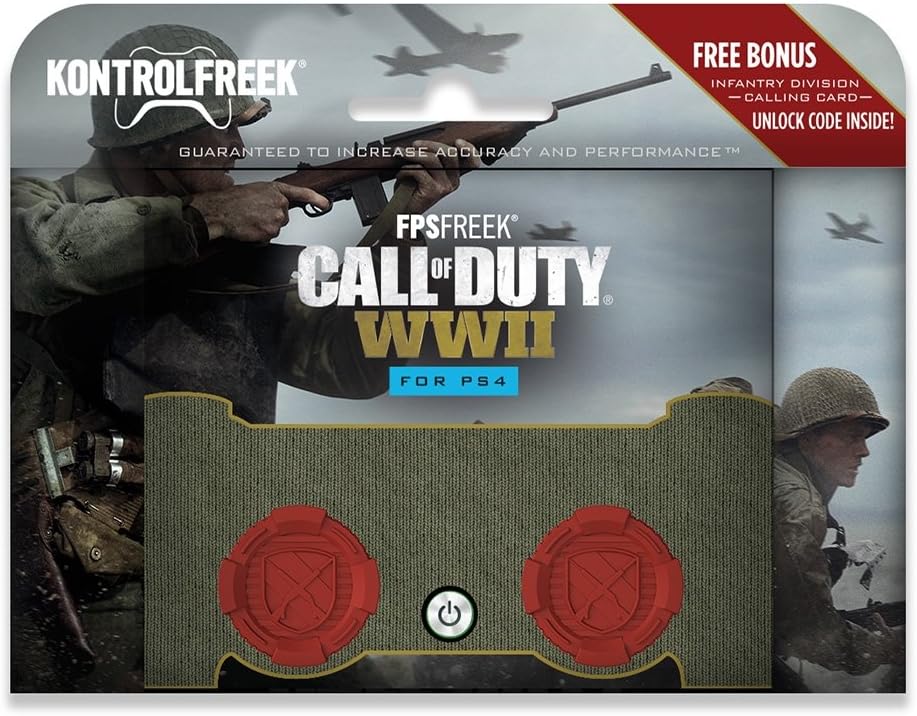 KontrolFreek FPS Freek Call of Duty: WWII for PlayStation 4 Controller (PS4) | Performance Thumbsticks | 2 High-Rise Concave | Red