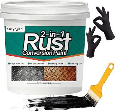 2-In-1 Rust Converter, Metal Paint for Primer, 35 Oz, Black