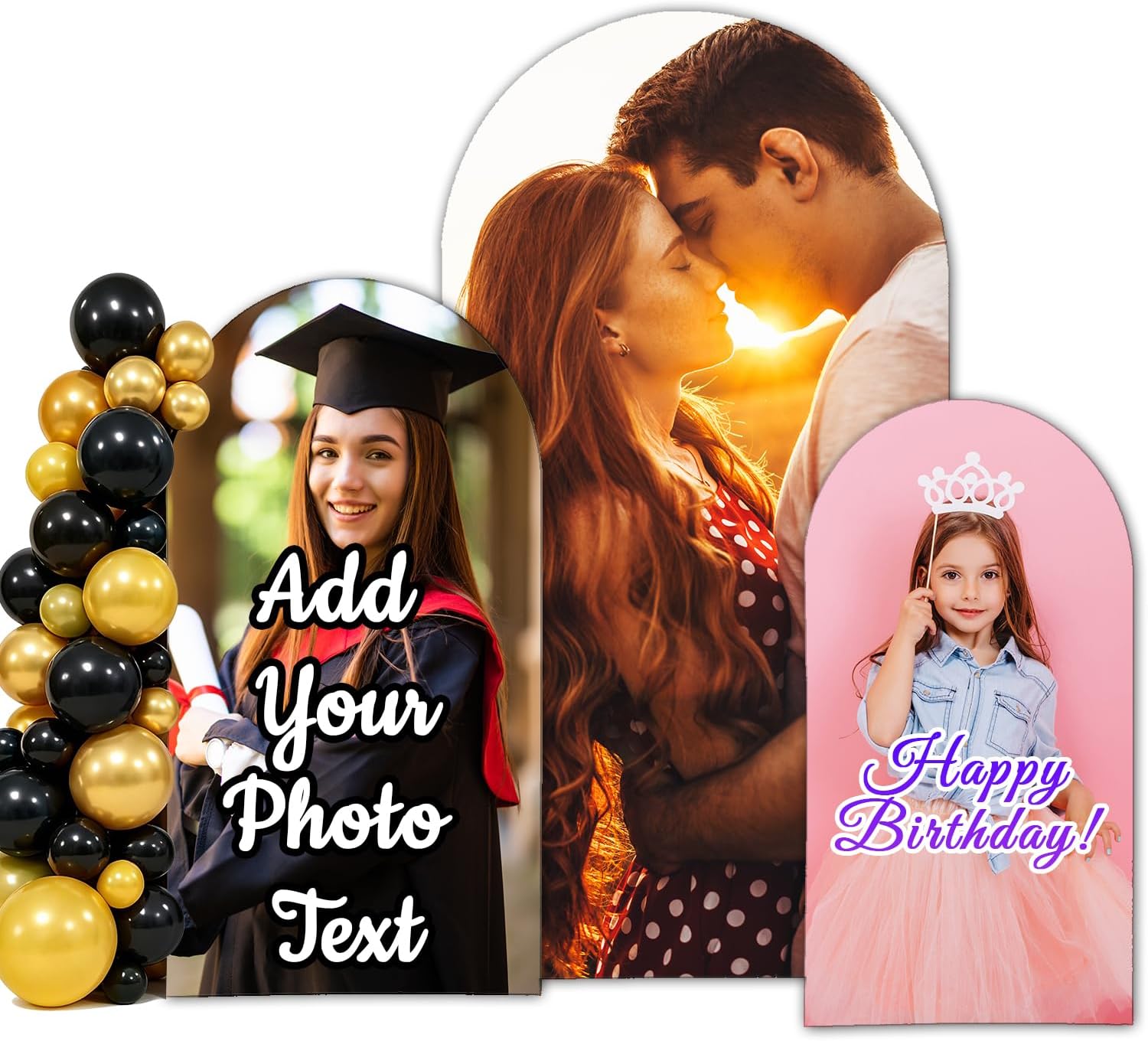 Personalized Custom Arch Cover Backdrop - Customized Arch Covers 3.9-7.9 FT with Photo Text for Wedding Birthday Party Graduation Event Decorations