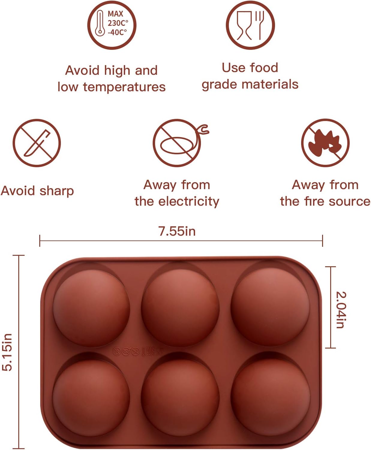 Inn Diary 2 Packs Medium Semi Sphere Silicone Mold, Half Sphere Silicone Baking Molds for Making Chocolate, Cake, Jelly, Dome Mousse