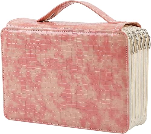 YZK Estuche para lápices de colores con 252 ranuras, estuche grande para adultos, de piel sintética, con cierre de cremallera, naranjizador para