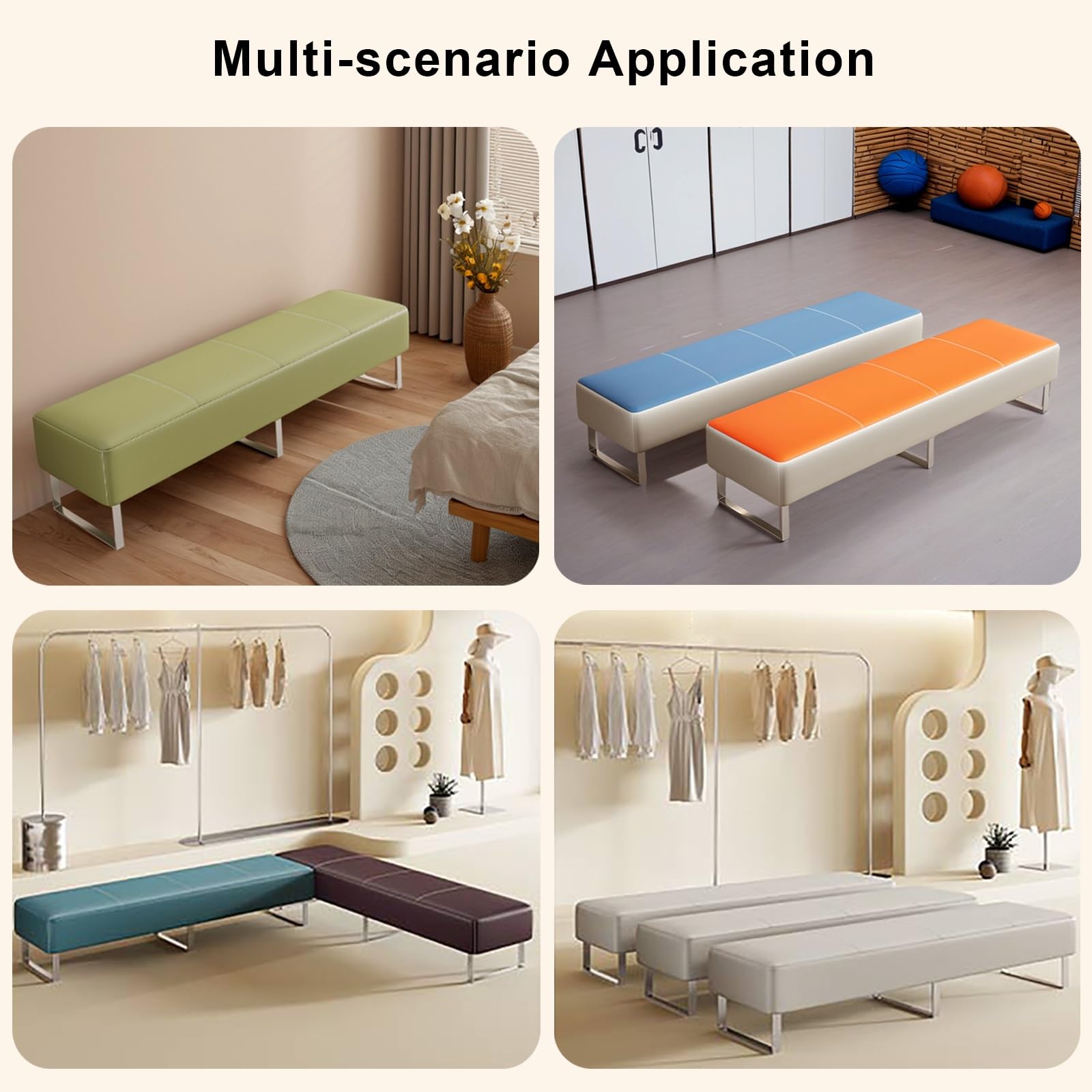 Elegante Empfangsbank aus braunem Kunstleder für Wartebereiche an Flughäfen und Krankenhäusern, zuverlässiges Sofa (150 x 40 x 40 cm) für Salons und Spas
