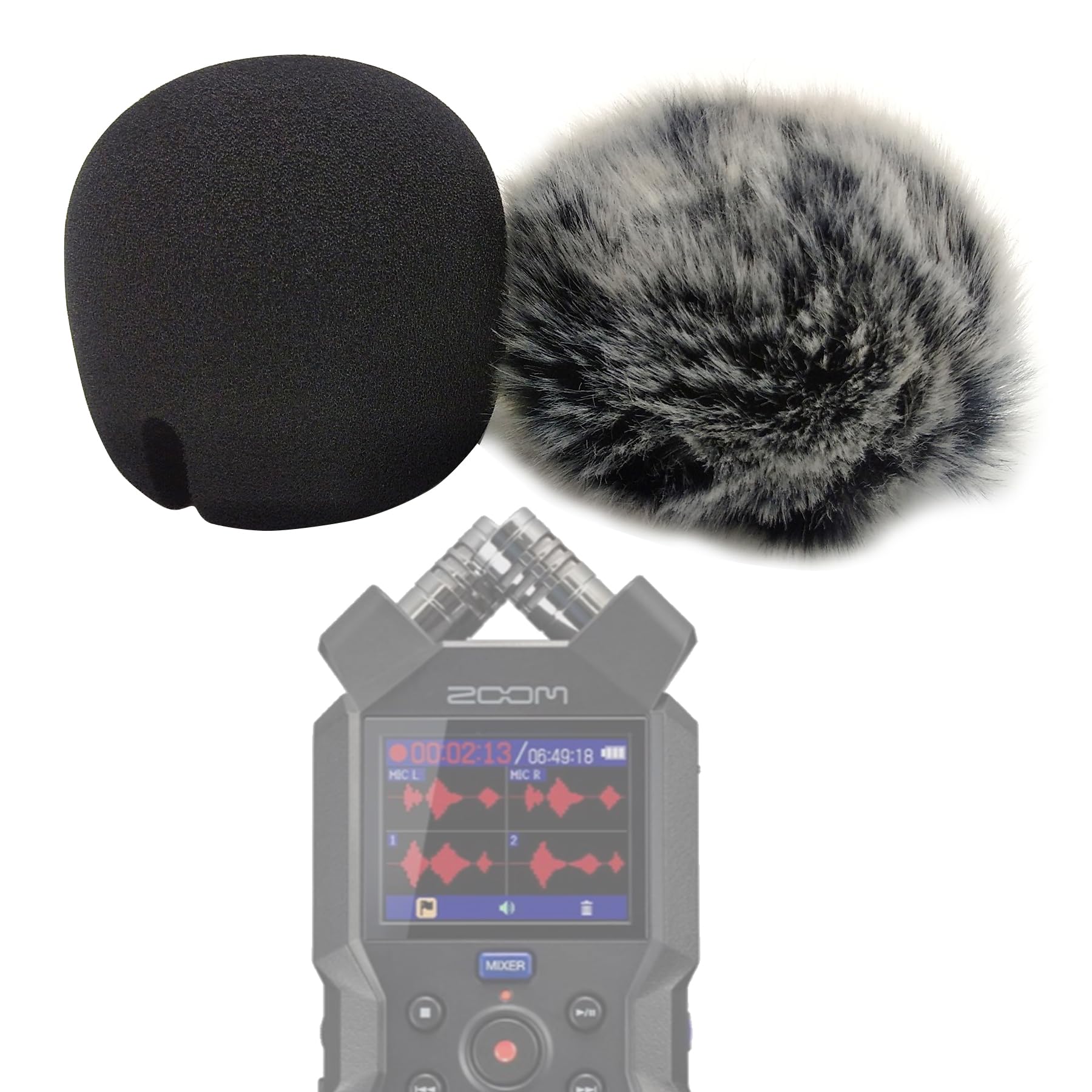KETENG Furry Windscreen Muff and Foam Windscreen with Zoom H4NEssential Recorder