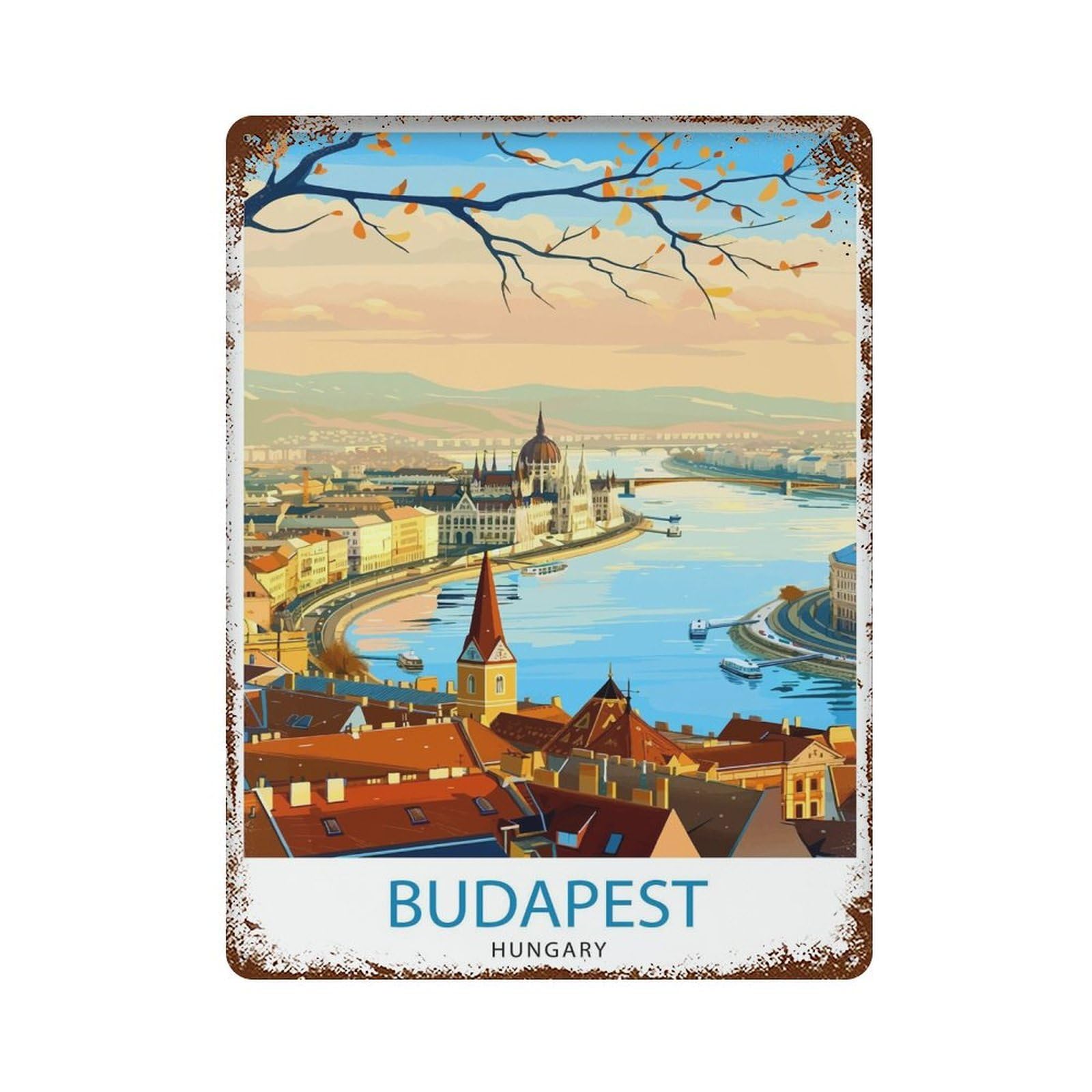 xiaoxiaoshen Budapest Hungary Travel Home Trave_3 Wall Decor Art Metal Tin Poster Modern Home Decor Art Home Bar Shop Decorations Vintage Sign 40x30cm