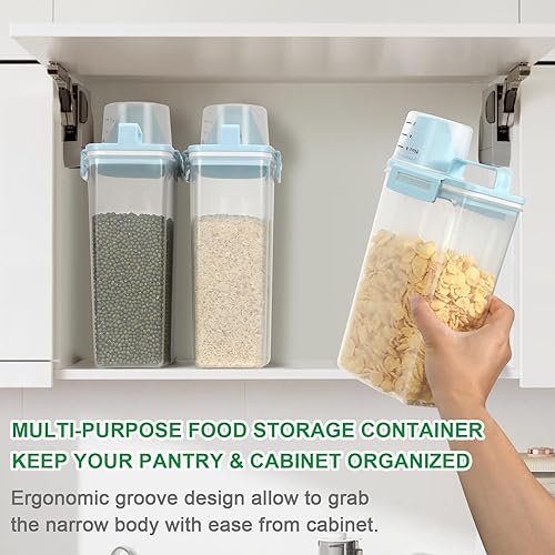 Miniatura 4 de TBMax Recipiente de almacenamiento de arroz, paquete de 2, contenedor de plástico para almacenamiento de alimentos con taza, dispensador de