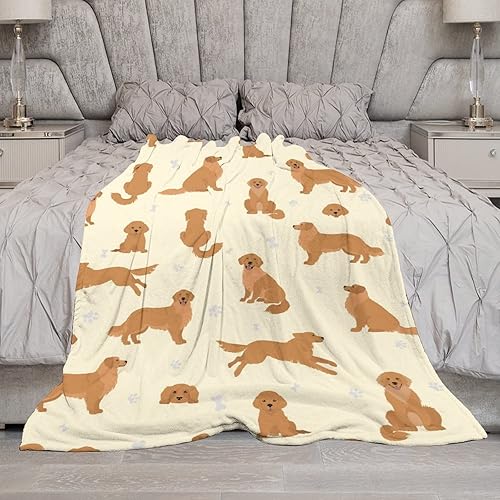 Miniatura 7 de Golden Retriever - Manta de franela con diseño de perro, suave, ligera, cómoda, cálida manta temática Golden Retriever para humanos, adultos y niños