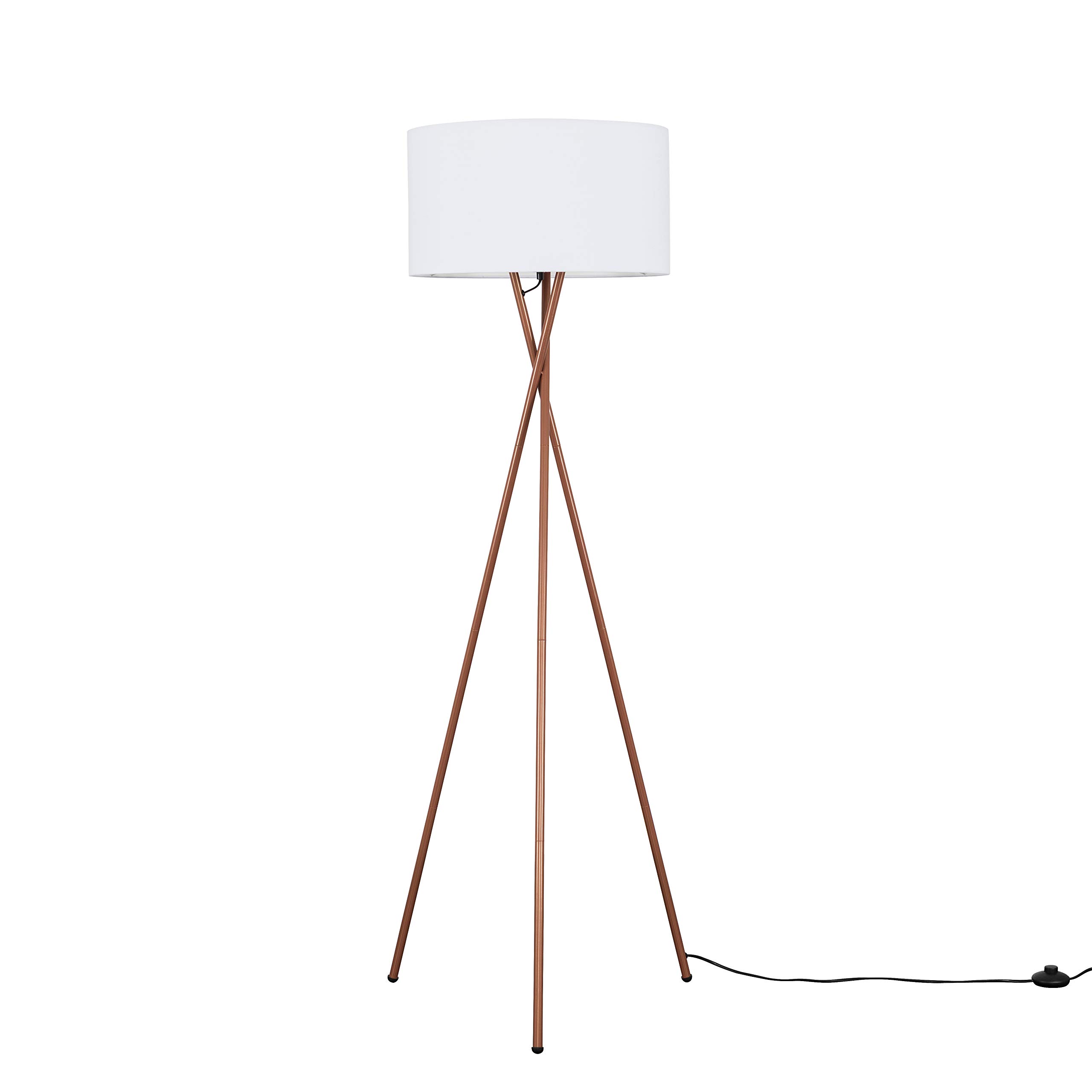 Minisun White | Modern Copper Metal Tripod Floor Lamp With A Shade | Floor Lamps & Torchieres, Home Décor, Improvement & Lifestyle Essential