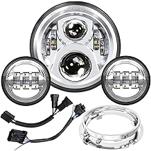 7 inch Motorcycle LED Headlight 4.5" Fog Passing Lights DOT Kit for Harley Davidson Road King Fat Boy Street Electra Glide Ultra Limited Low CVO Tri Heritage Softail Slim 107 Deluxe Classic Switchback