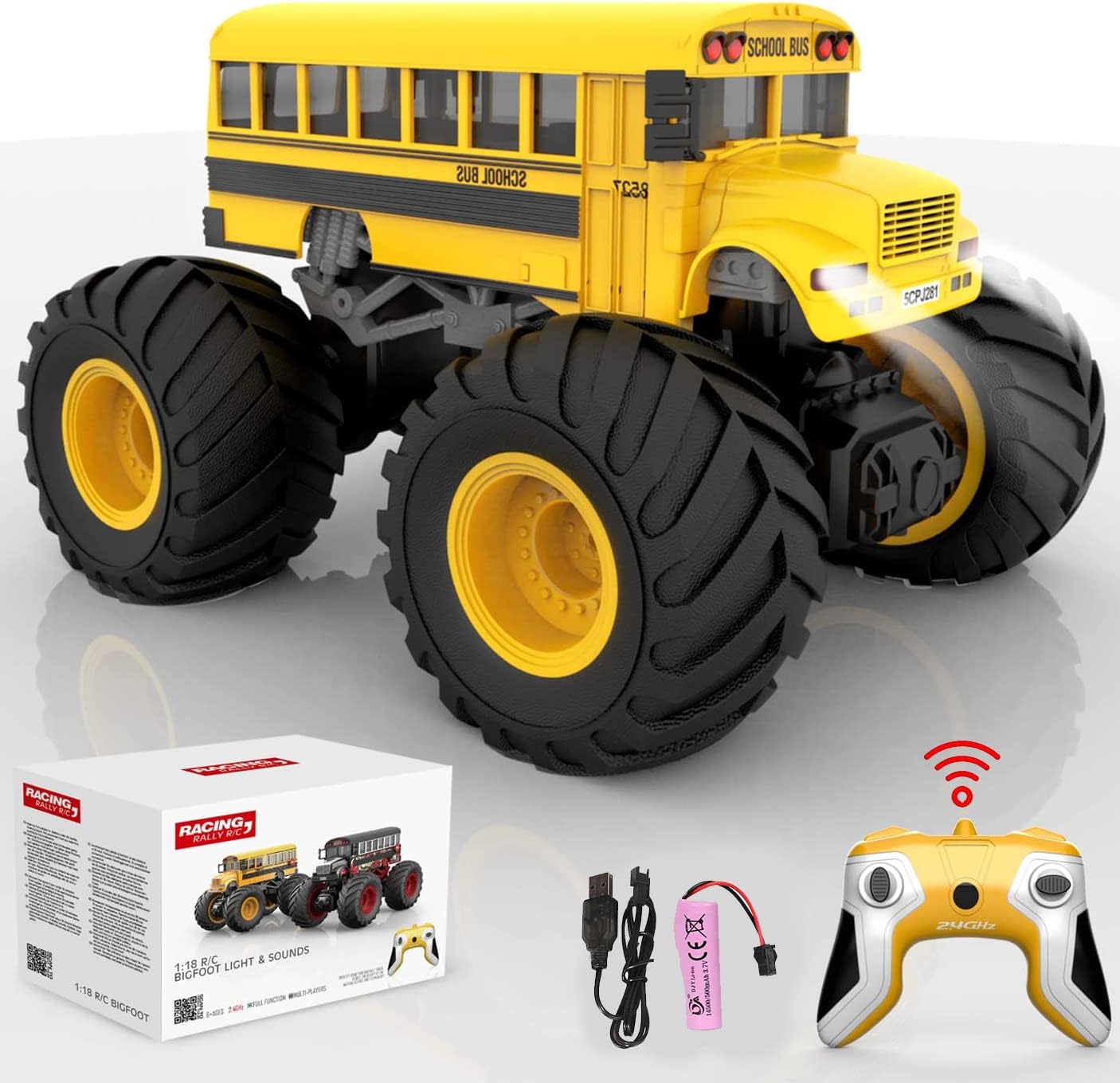 Remote Control Monster Truck - 1:18 Scale RC Fire Truck, 2.4GHz