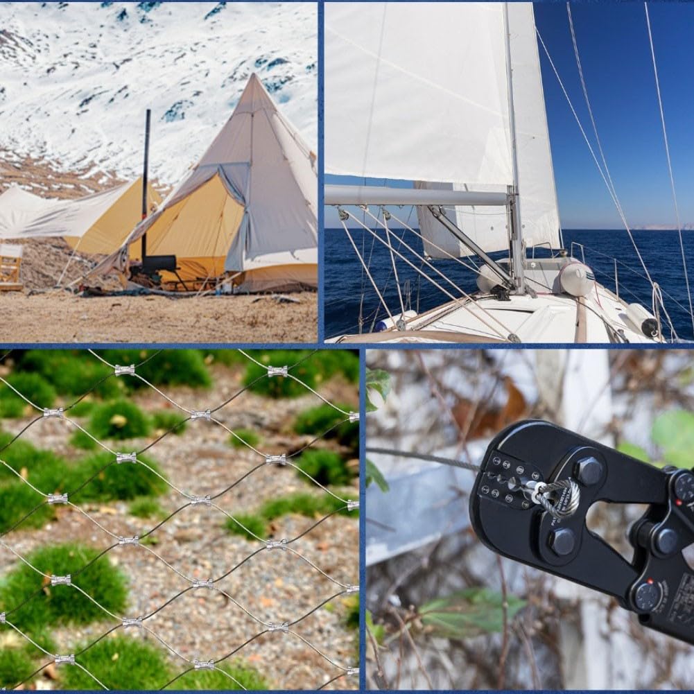 Pinza crimpatrice in alluminio, pinza crimpatrice a 8 forme per funi metalliche, manico rotondo in alluminio, attrezzatura da pesca per camper, yacht, attrezzi da esterno