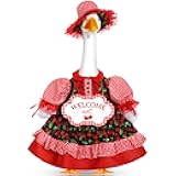 FuWeave Spring Porch Goose Outfit Set for 23'' H Plastic Lolita Cement Statue Cute Fruit Skirt Spring Summer Goose Costume Clothes for Indoor Outdoor Yard Lawn Patio Art Decor(Cherry)