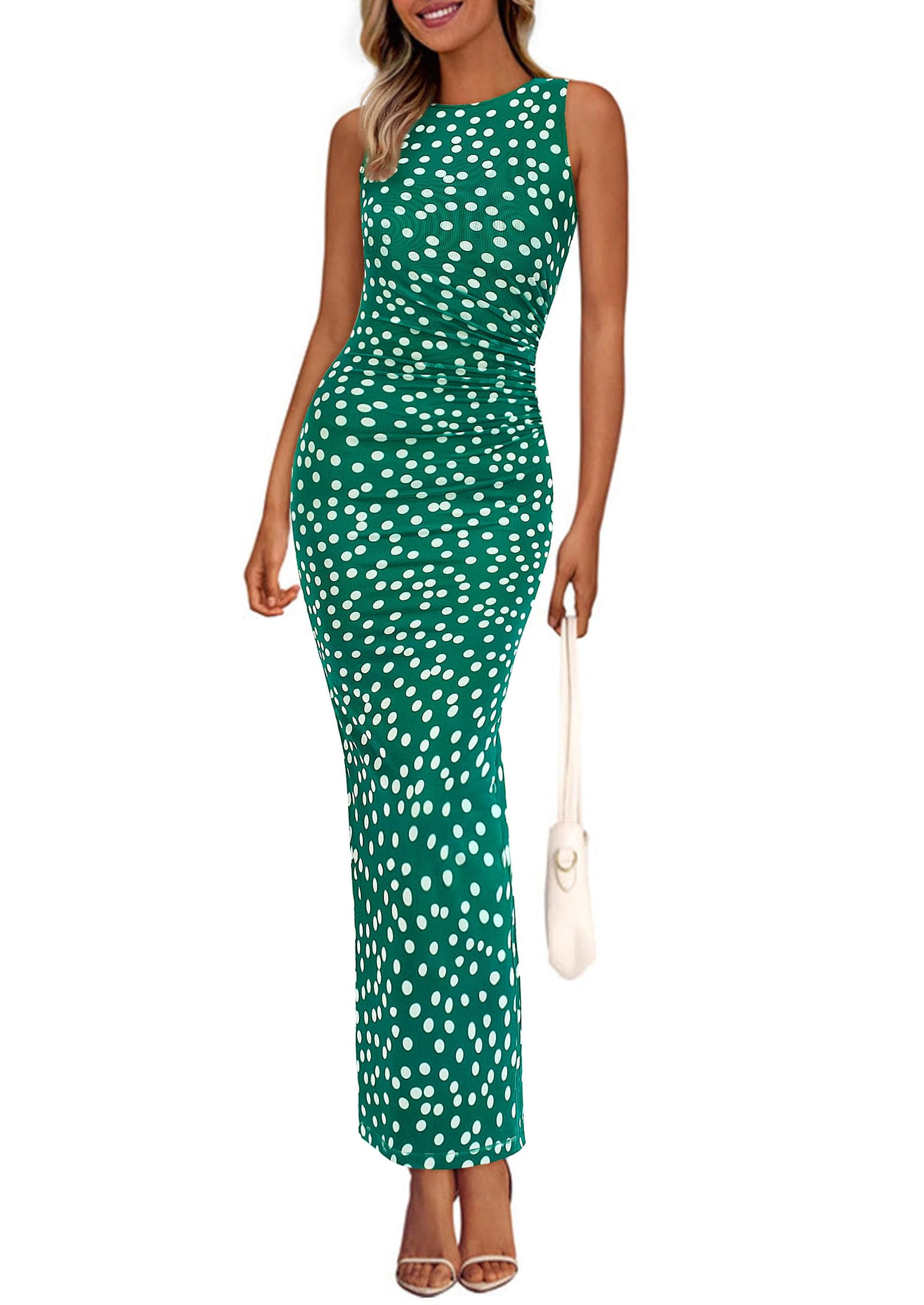 PRETTYGARDEN Ruched Floral Maxi Dress