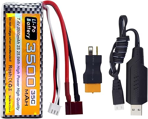 1PCS 7.4V 35C 3500mAh T Plug XT60 Plug Batería de litio para WLTYOS 104001 144010 144001 124007 124016 124017 124018 124019 MJX 14301 14301 144014