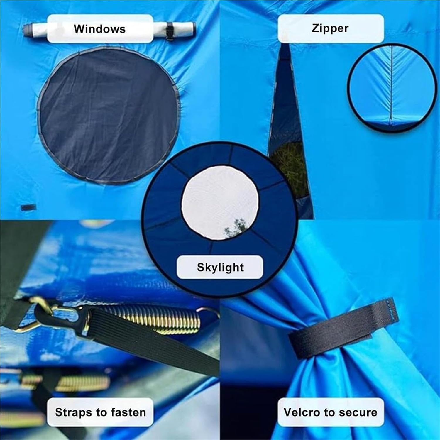 6FT/8FT/10FT/12FT/14FT/15FT Trampoline Tent, Cover, Waterproof Oxford Canopy, Sun Shade for 6 Straight Pole Round