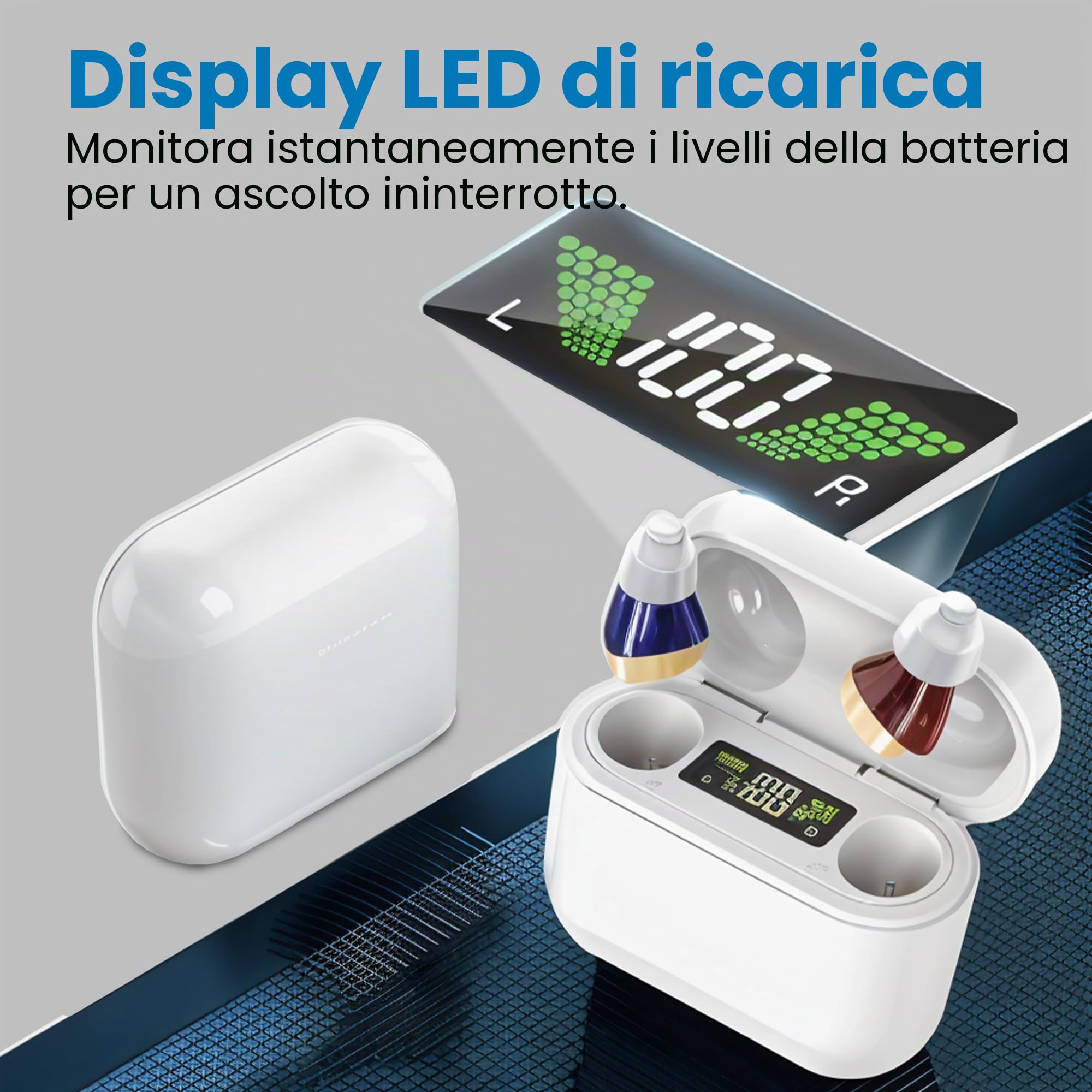 Amplificatore audio ricaricabile, amplificatore vocale personale con microfono per chiarezza del suono, design invisibile con display HD, riduzione del rumore e durata