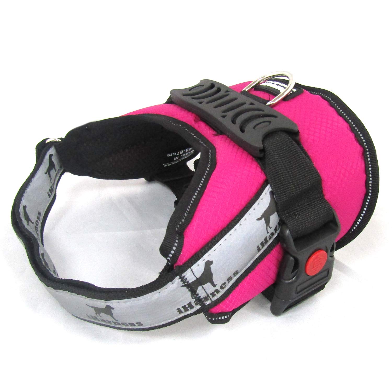 Adjustable Dog Harness with Soft Breathable Padding (L, Dark Pink)