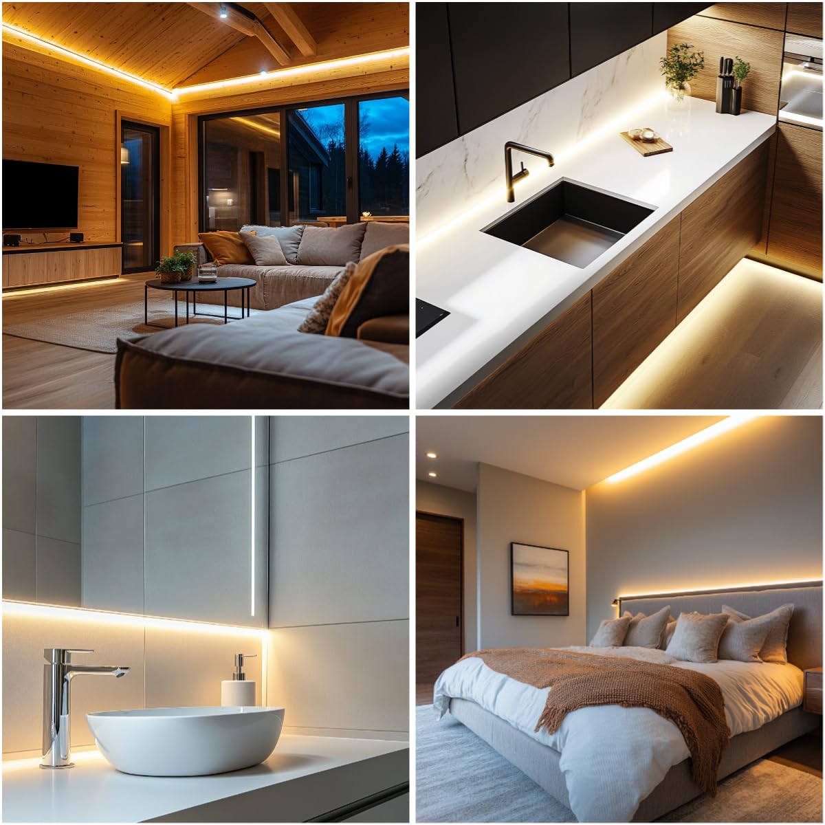 Smart Serie-5m LED Strip, 24V RGBCCT (RGB+Warmweiß+Kaltweiß), 90 LEDs/M, Beschichtetes Lichtband, App-Steuerung, Funktioniert mit Alexa und Google Home, ideal für Zuhause (Packung mit 2)